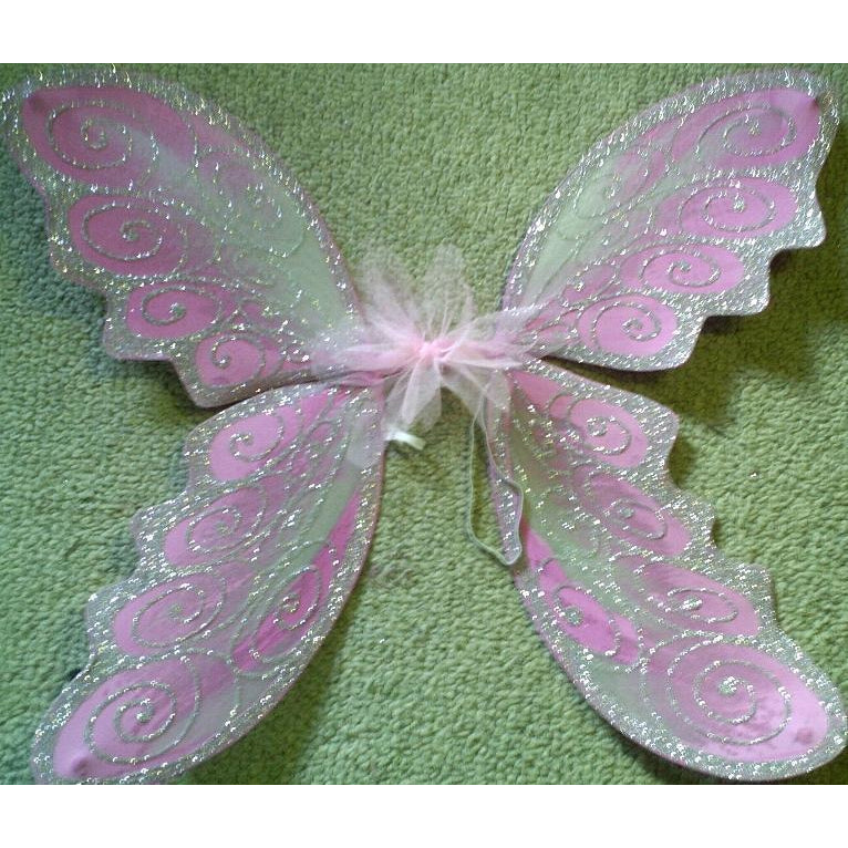 Large Size Fairy Wings Pink Silver