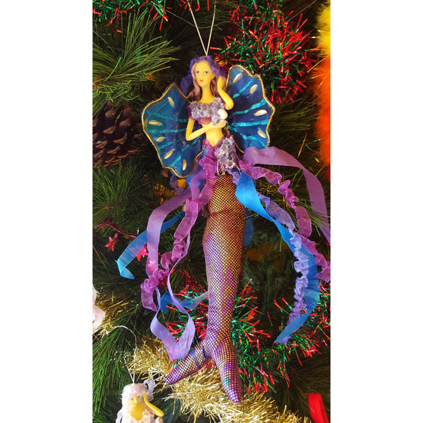Christmas tree mermaid theme hanging doll decoration mermaid tail pearl clam shell 