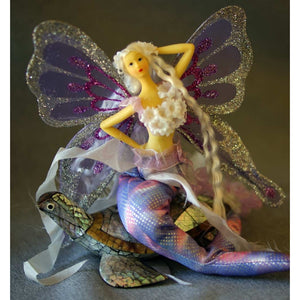 Mermaid tail handmade doll ariel purple lavender blonde hair ornament decoration
