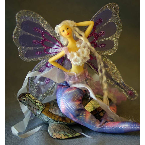 Mermaid tail handmade doll ariel purple lavender blonde hair ornament decoration