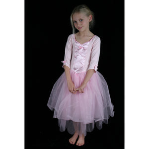Soft Cotton Stretch pink ballet dress tulle skirt ribbon bodice 