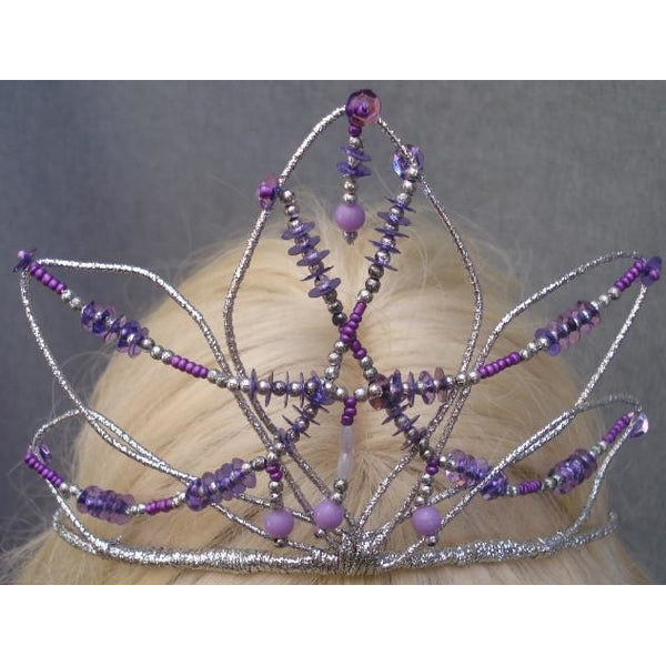 Fairy Tiara Crown Queen Silver Lavender beadwork