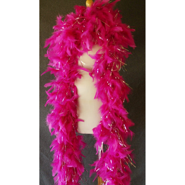 Hot Pink Feather Boa Tinsel Glitter highlights 