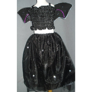 Halloween Witch Bat costume long tutu wings top set silver glitter highlights