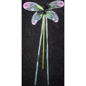 dragon fly wand stick black pink ribbon glitter fairy butterfly