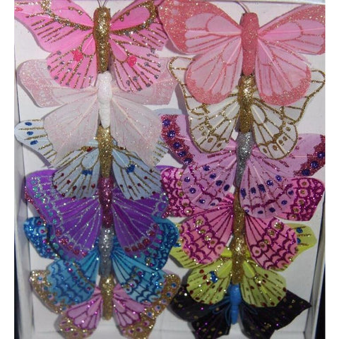 Feather Butterfly Glitter Decoration  ornaments Hairclips or Cake Topper