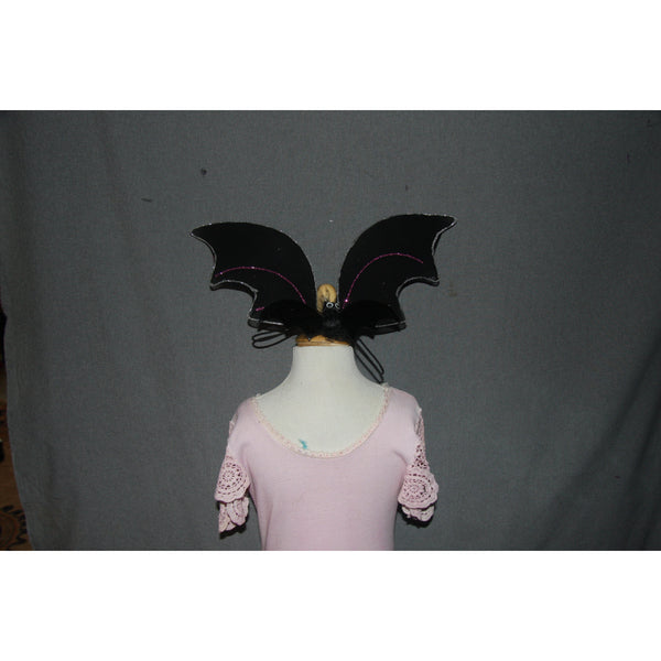 Dog size halloween black bat wings batwings with elastic and glitter trim