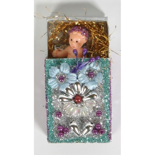 Little fairy miniture bed thumberlina doll fairy garden matchbox bed flower bead glitter decoration