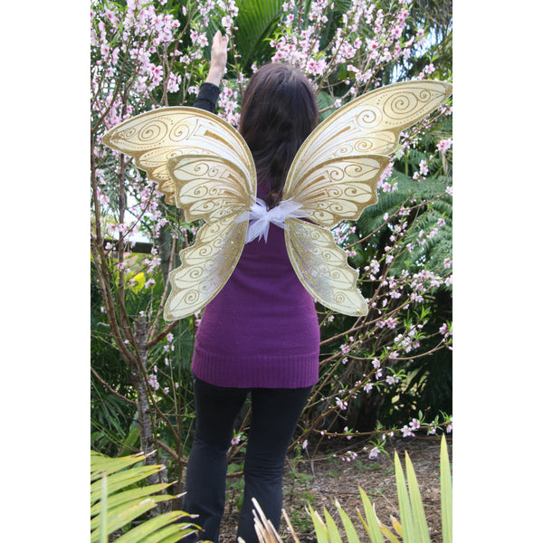 Fairy Wedding Wings Large Adult Bride Size Gold Ivory triple wings Romantic wings 