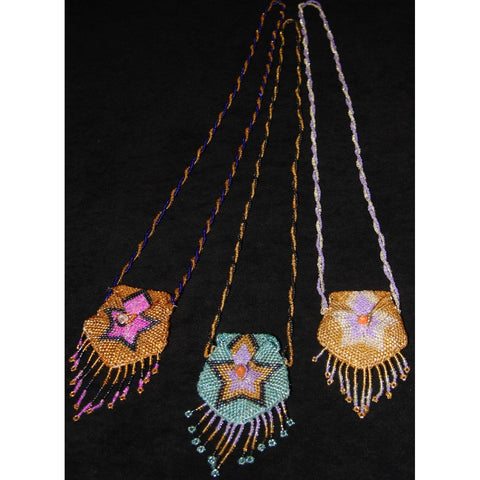 Crystal Pouch Necklace beadwork star motif