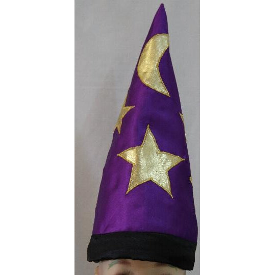 Purple Gold star moon harry potter wizard hat witch kids toddler costume