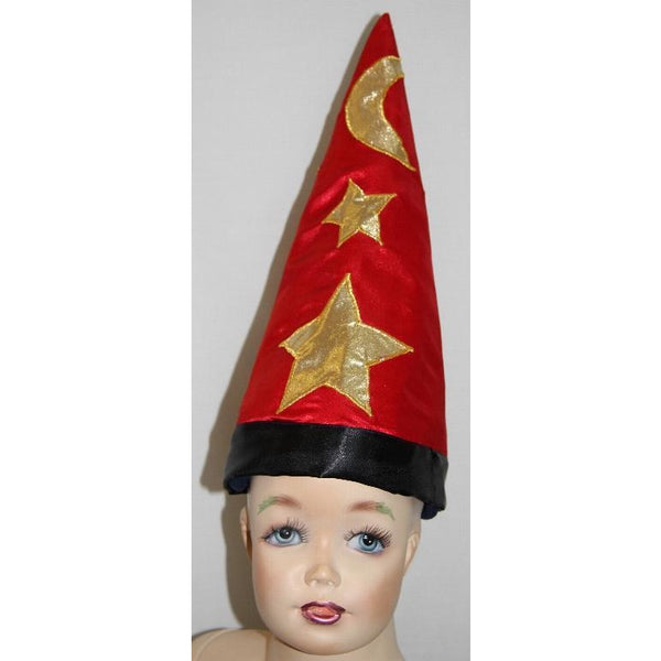 Red black gold stars wizard witch harry potter hat costume pointy top satin handmade