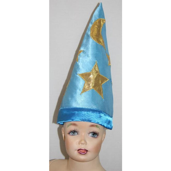 Blue silk witch hat gold stars toddler kid child  wizardry wizard costume 