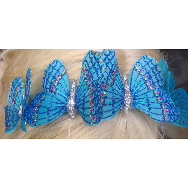 Blue Butterfly headband handmade 