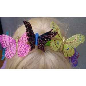 Butterfly party headband multicolor handmade glitter feather butterflies