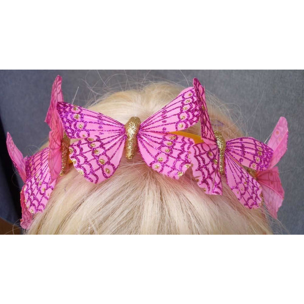 Pink  Glitter Butterfly  garland headband