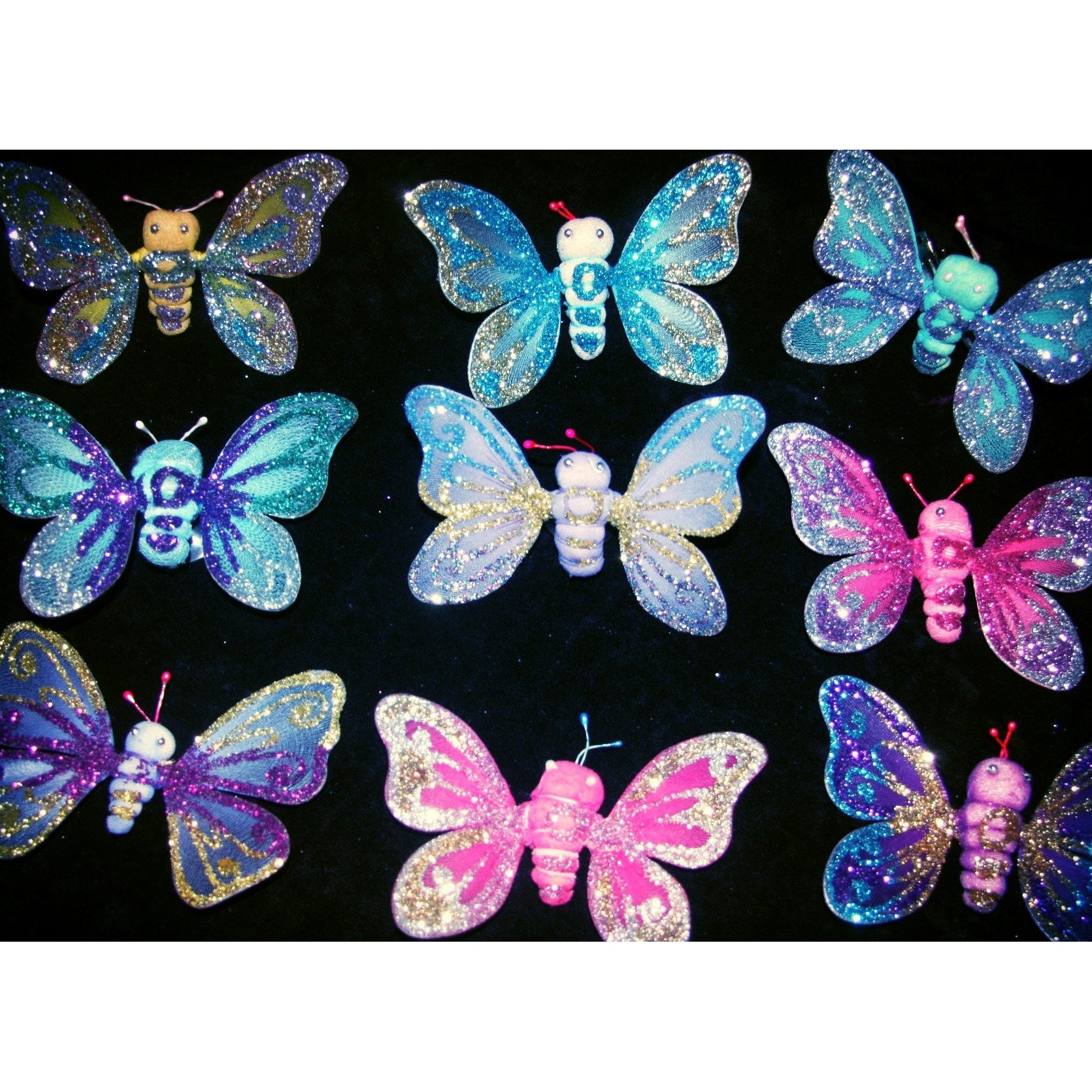 Glitter Butterfly Decoration Handmade Pink Purple Blue Green