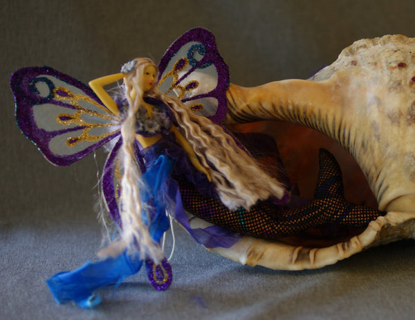 PURPLE/BLUE Mermaid Tail Doll Butterfly Wings