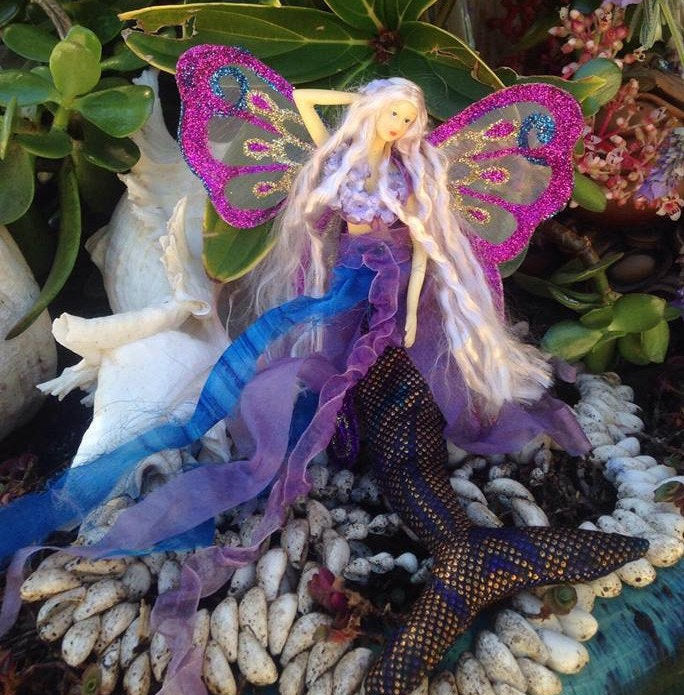 PURPLE/BLUE Mermaid Tail Doll Butterfly Wings