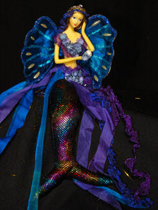 Blue/ Purple, l Mermaid Tail  Doll. 33cm