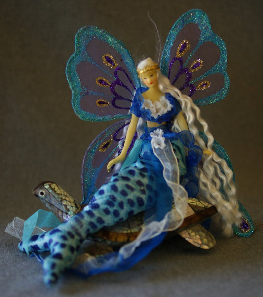 Handmade TURQUOISE Mermaid  Tail Doll Butterfly Wings