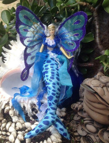 Handmade TURQUOISE Mermaid  Tail Doll Butterfly Wings
