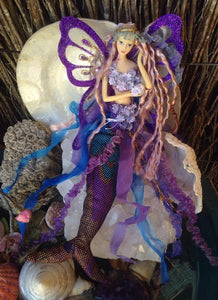 PURPLE/BLUE Mermaid crown Doll Butterfly Wings