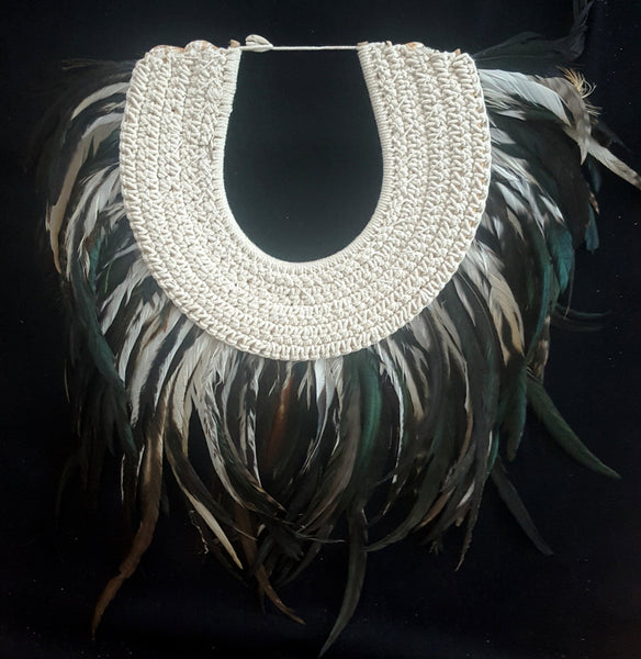 Mermaid Tribal  Peacock Feather and Shell Necklace