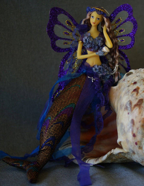 PURPLE/BLUE Mermaid crown Doll Butterfly Wings