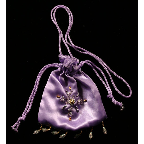 Beaded Fairy Bag  lavender drawstring dilly bag