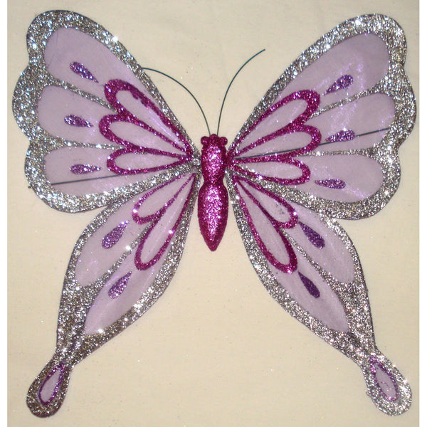Butterfly purple silver  wings Feather Ornament decoration DIY craft project supplies