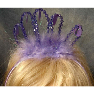 Little Mermaid Crown Ariel lilac bead tiara crown. feathers hanging clam shell sequins