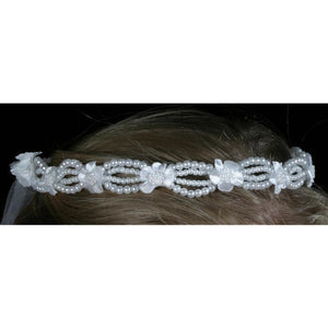 pearl beads wedding tiara veil crown bridal bride flower girl white dainty 