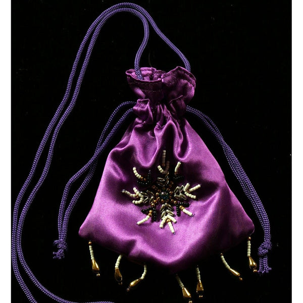 Purple Fairy Bag satin beaded drawstring