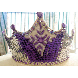 Crown Tiara sequin jewelled fancy dress costume purple