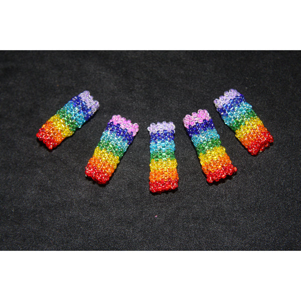 Rainbow glass beads beadwork rainbow colours tube bead hair plaits or dread beads