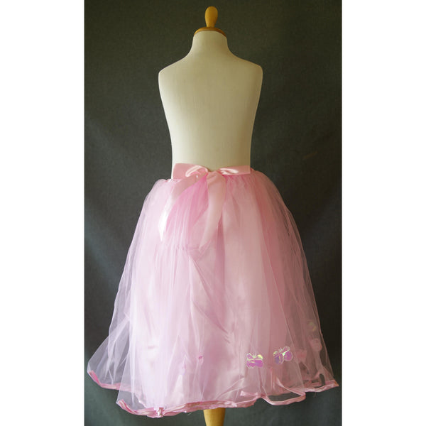 Romantic skirt below knee soft pink tulle ribbon bow