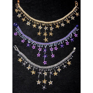 Beaded star beadwork fringe glass bead necklace choker bellydance bollywood genie fairy jewelry