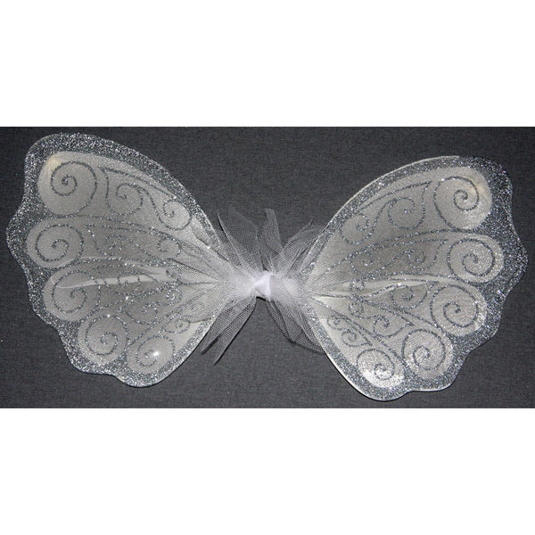 Flower girl fairy wings white silver handmade wedding wings